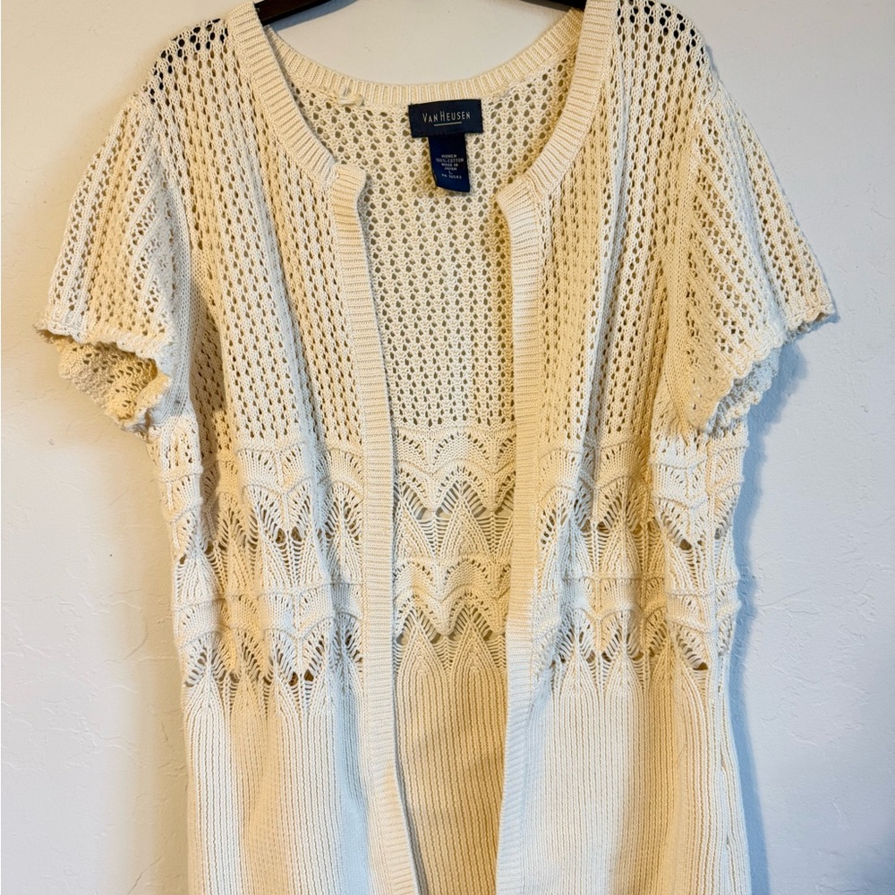Van Heusen Cream Knit Sweater with Breathable Design